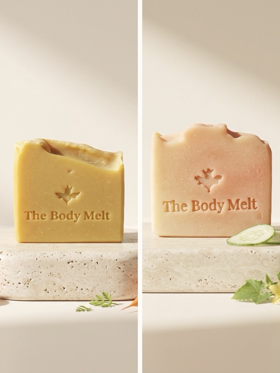 The Botanical Pair — Carrot Melt and Cucumber Melt soap bars