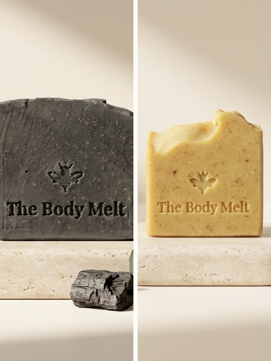 The Signature Pair — Charcoal Melt and Turmeric Melt soap bars