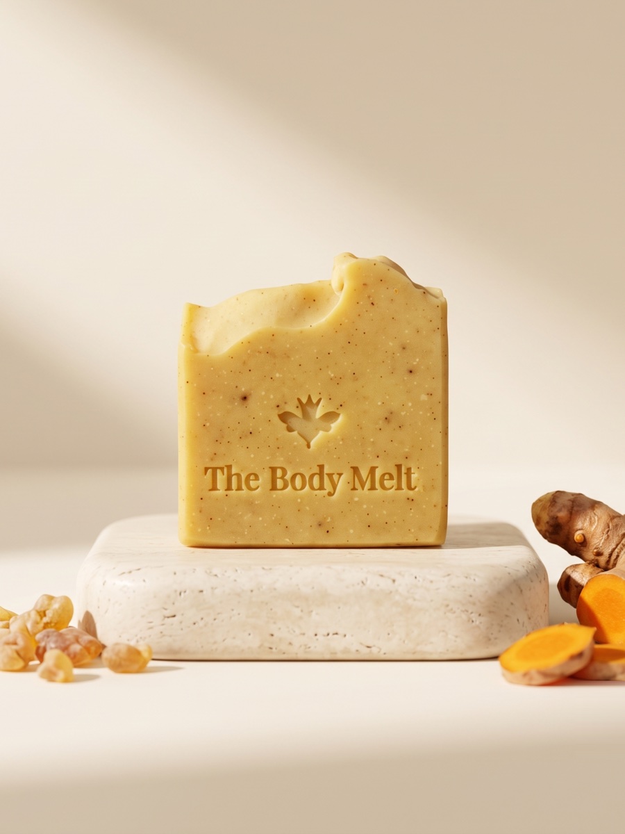 Turmeric Melt soap bar with turmeric root and frankincense resin